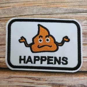 3/13$  Sht Happens Funny Poop Emoji Y2k Embroidered Iron on Patch